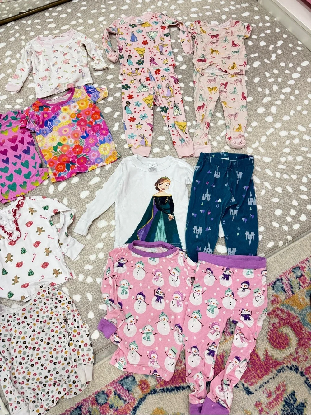 Lot of 19 Bamboo pajamas set disney princess cotton long sleeve pants tee pima